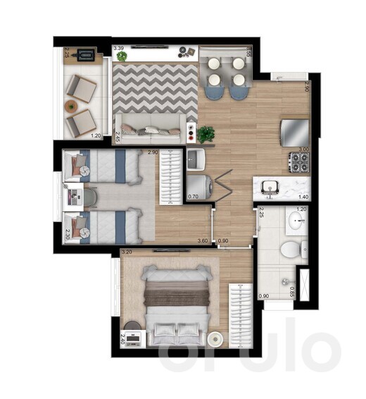 Apartamentos com varanda com ponto para churrasqueira grill, aquecimento central (não precisa de chuveiro elétrico), áreas comuns entregues equipadas e decoradas. Preço e disponibilidade do imóvel sujeitos a alteração sem aviso prévio.