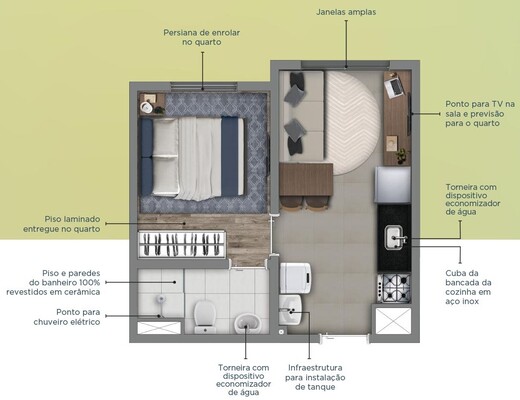 Planta 01 - 1 dorm 24 69m�