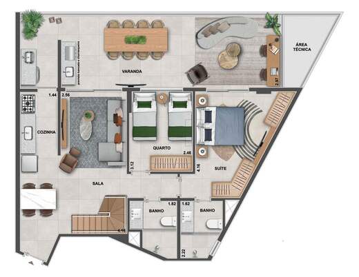 Planta 21 - 3 dorm 200 40m² - cobertura duplex - inferior