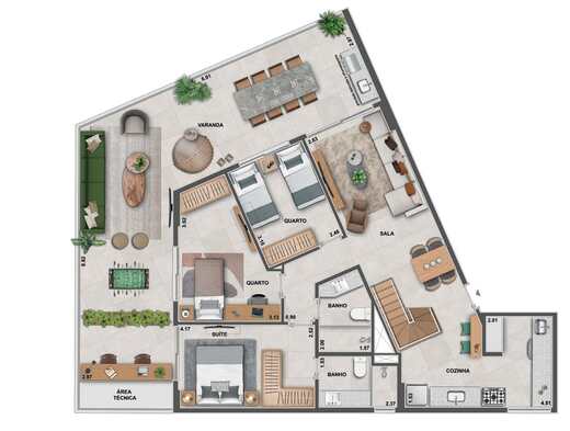 Planta 23 - 4 dorm 249 18m² - cobertura duplex - inferior