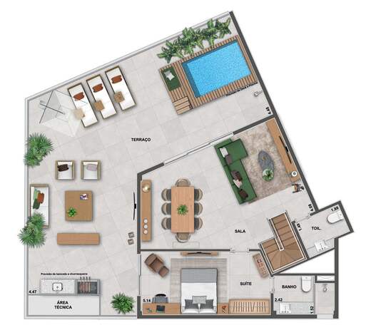 Planta 24 - 4 dorm 249 18m² - cobertura duplex - superior