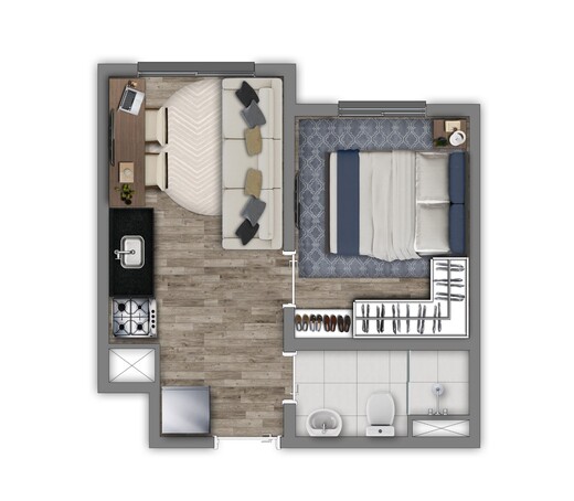 Planta 01 - 1 dorm 24 42m�