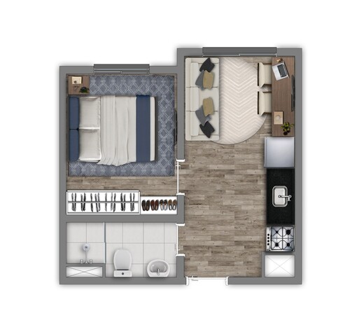 Planta 02 - 1 dorm 24 42m�