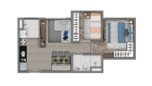 Planta 04 - 2 dorm 38 57m�