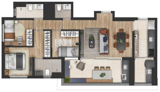 Planta 01 - 3 dorm 97m�