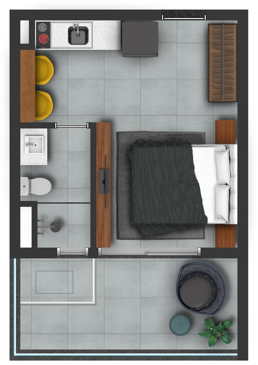 Planta 01 - 1 dorm 32m� - studio