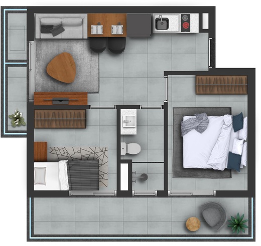 Planta 02 - 2 dorm 50m�