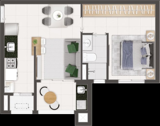 Planta 01 - 1 dorm 47m