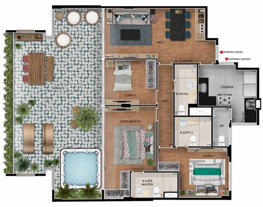 Planta 10 - 3 dorm 213 40m� - cobertura duplex - inferior