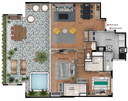 Planta 11 - 2 dorm 213 40m� - cobertura duplex - inferior - op��o