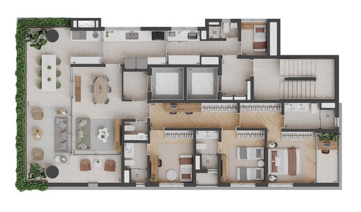 Planta 01 - 3 dorm 165m�