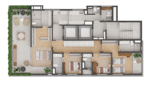 Planta 04 - 4 dorm 327m� - cobertura duplex - inferior