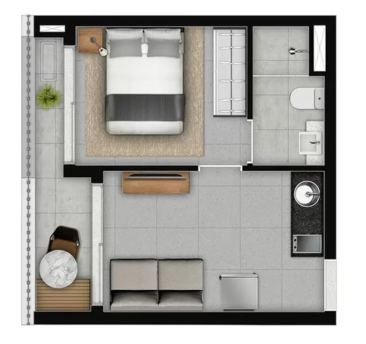 Planta 03 - 1 dorm 30m�