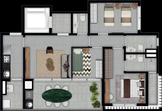 Planta 01 - 3 dorm 90m�