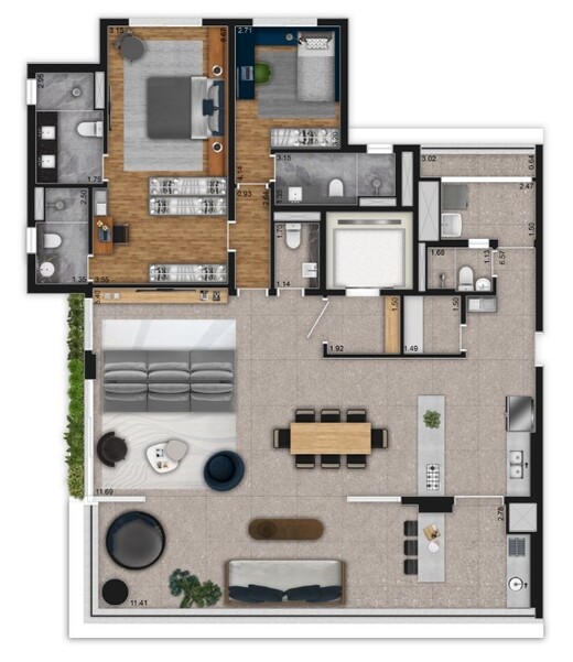 Planta 02 - 2 dorm 181m� - op��o 1