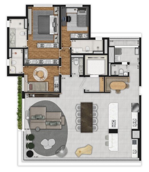 Planta 03 - 3 dorm 181m� - op��o 2