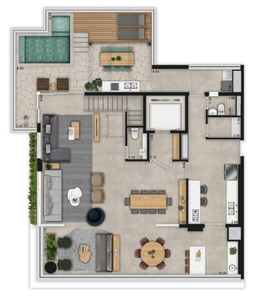 Planta 04 - 4 dorm 316m� - cobertura duplex - inferior