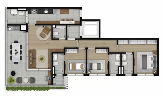 Planta 03 - 3 dorm 124m�