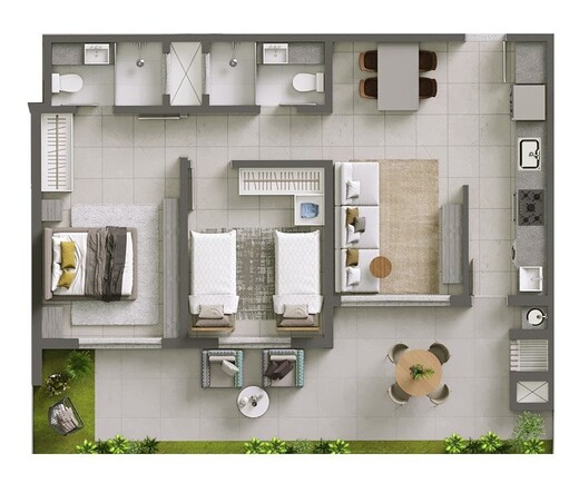 Planta 04 - 2 dorm 79 22m² - garden