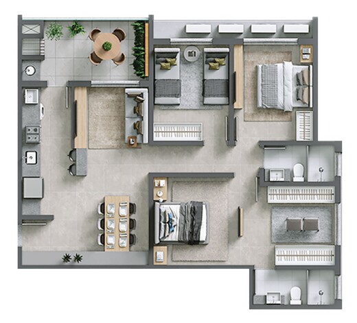 Planta 05 - 3 dorm 85 05m²