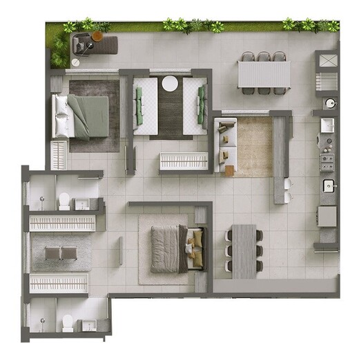 Planta 06 - 3 dorm 98 31m² - garden