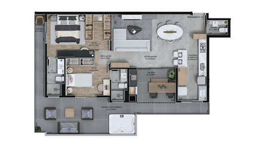 Planta 05 - 2 dorm 119 43m² - garden