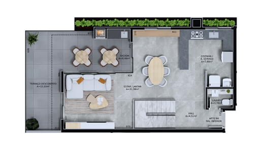 Planta 07 - 3 dorm 142 13m² - cobertura duplex - inferior