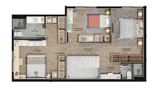 Planta 08 - 3 dorm 142 13m² - cobertura duplex - superior