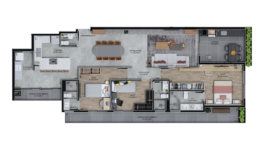 Planta 09 - 3 dorm 146 08m² - garden