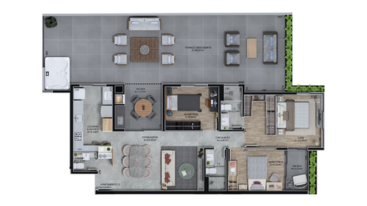 Planta 11 - 3 dorm 165 11m² - garden