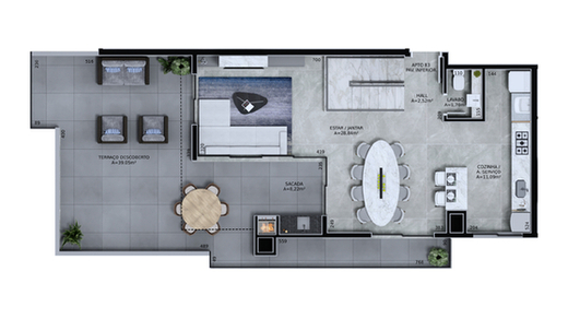 Planta 12 - 3 dorm 170 51m² - cobertura duplex - inferior