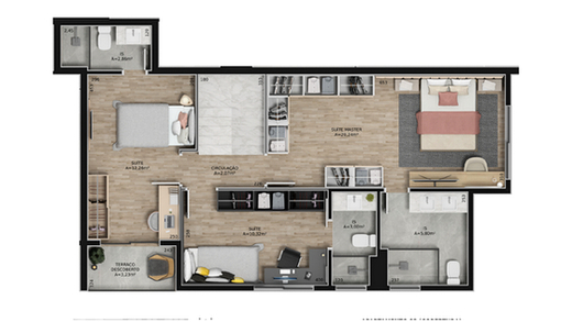 Planta 15 - 3 dorm 177 08m² - cobertura duplex - superior
