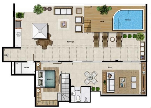 Planta 25 - 4 dorm 256 91m² - cobertura duplex - superior