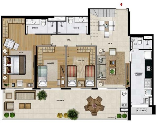 Planta 26 - 4 dorm 265 73m² - cobertura duplex - inferior