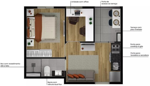 Planta 03 - 1 dorm 28m