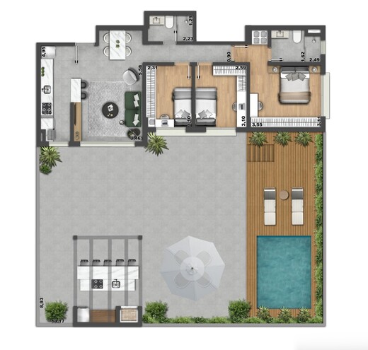 Planta 05 - 3 dorm 214 10m² - garden
