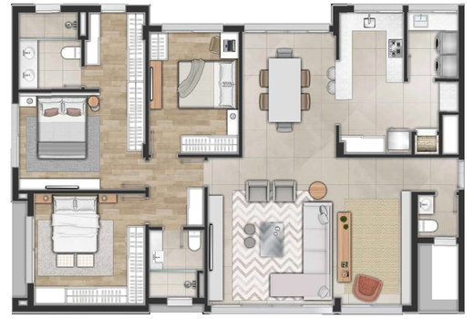 Planta 02 - 3 dormitorios 143m²