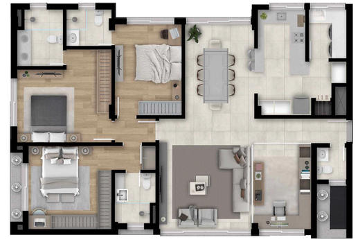 Planta 03 - 3 dormitorios 143m²