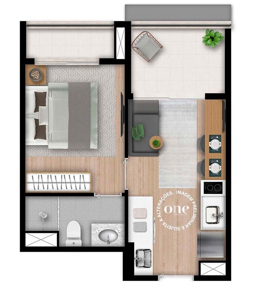 Planta 01 - 1 dorm 31m�