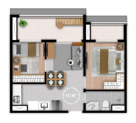 Planta 03 - 2 dorm 44m�