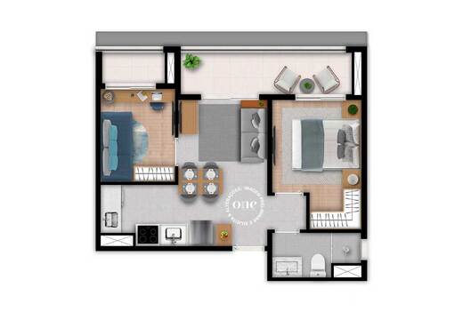 Planta 04 - 2 dorm 44m�