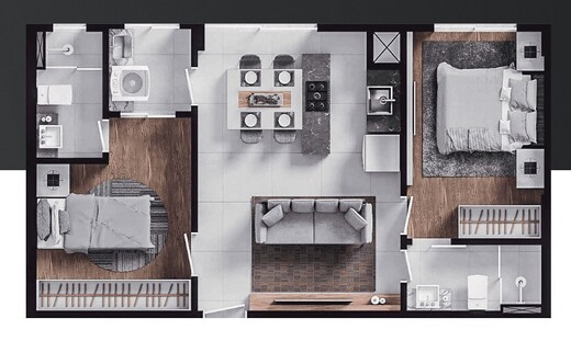 Planta 01 - 2 dorm 51 35m²