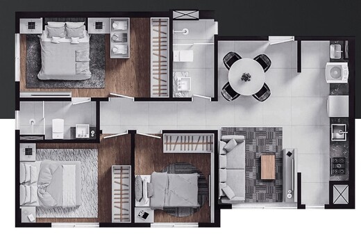 Planta 03 - 3 dorm 65 60m²