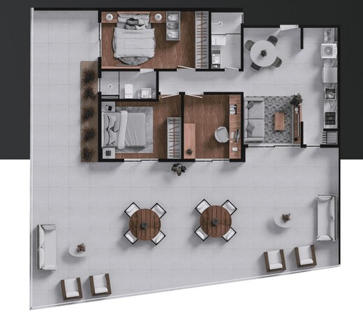 Planta 07 - 3 dorm 158 74m² - garden