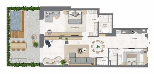 Planta 11 - 2 dorm 167 78m² - garden
