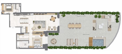 Planta 42 - 2 dorm 311 91m² - garden