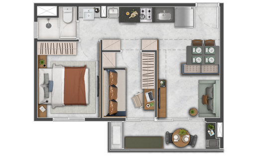 Planta 01 - 2 dorm 37 52m�