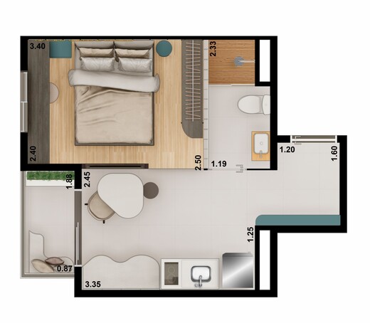Planta 05 - 1 dorm 27 18m² - studio