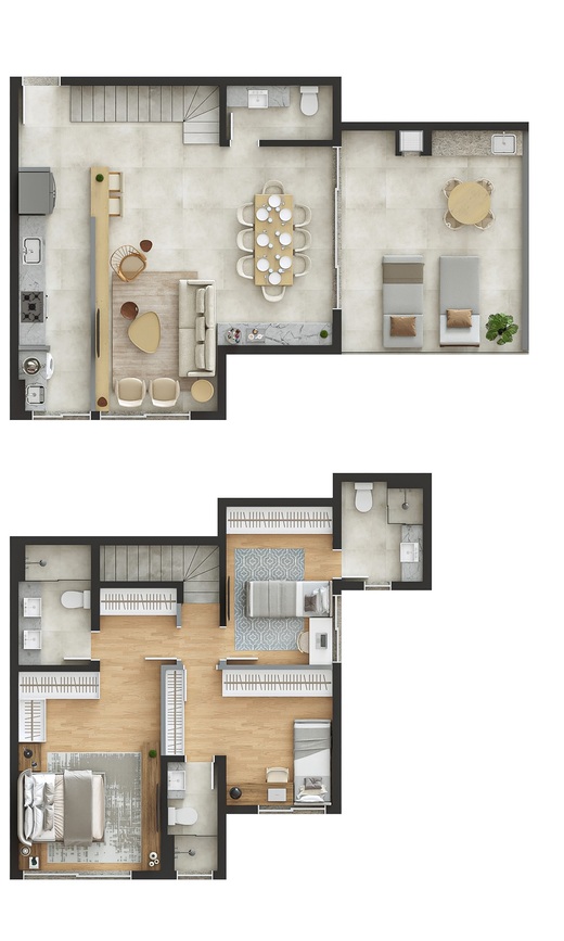 Planta 10 - 3 dorm 113m - cobertura duplex