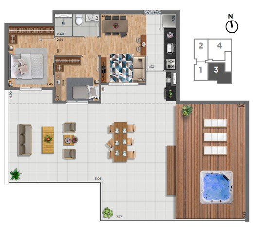 Planta 06 - 2 dorm 117m - garden